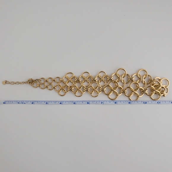 Stella & Dot Crosby Links Necklace Brushed Matte Gold Tone Floral Shape Pendant - Picture 11 of 11